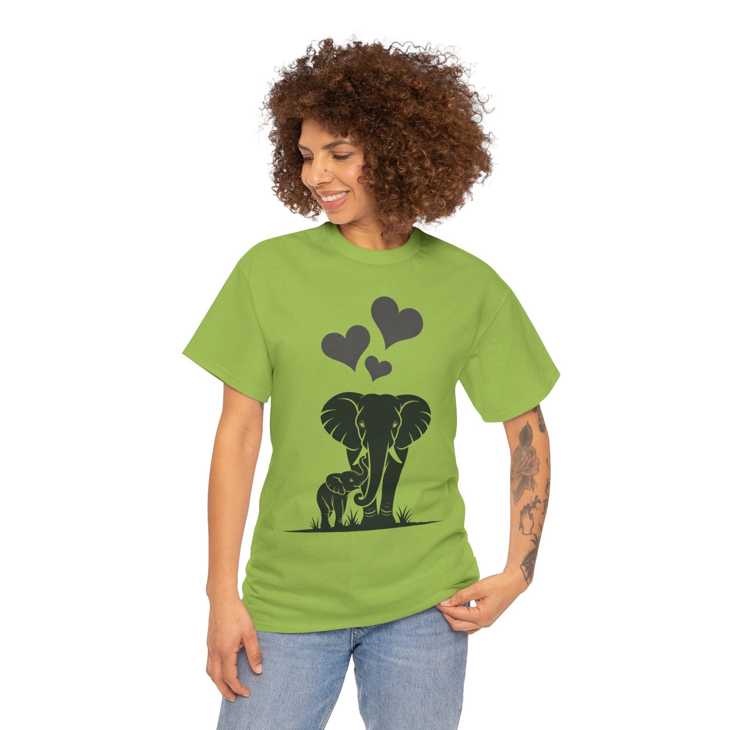 Elephant Mom and Baby T-Shirt, Elephant Love Cotton Tee, Cute Animal Shirt, Animal Lover Gift, Cute Minimalist Elephant Design