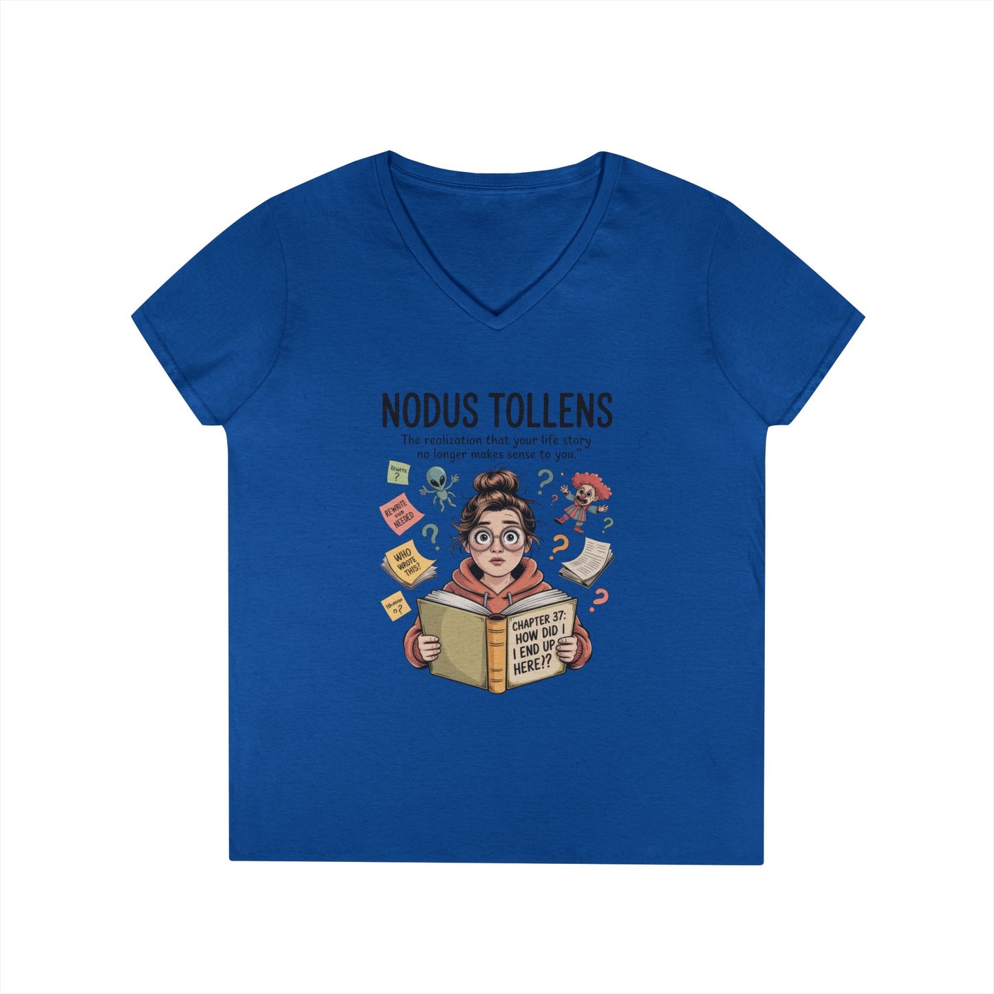 Nodus Tollens V-Neck T-Shirt, Women's Heavy Cotton Shirt, Latin Words, Moods & Modes, Self-Awareness, Quirky Humor Shirt