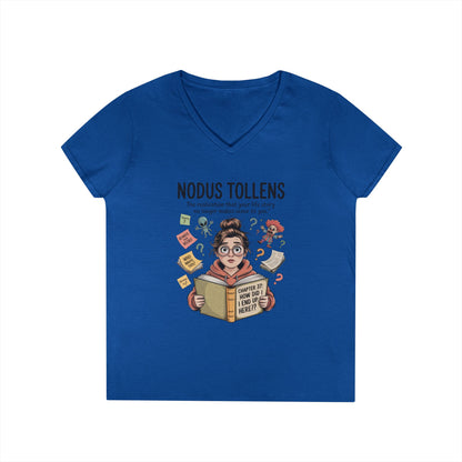Nodus Tollens V-Neck T-Shirt, Women's Heavy Cotton Shirt, Latin Words, Moods & Modes, Self-Awareness, Quirky Humor Shirt