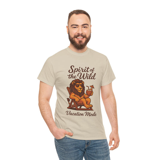 Spirit of the Wild Lion Shirt for Men - Vacation Mode Funny Summer Tee - Relaxed Jungle King Graphic, Vacation Mode, Perfect for Vacations