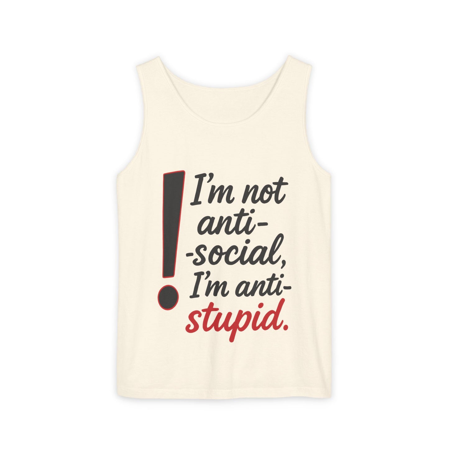 Anti-Social Womens Tank Top, Funny Graphic Summer Apparel, Beachwear, Humorous Womens Tee, Graphic Tee for Introverts & Thinkers