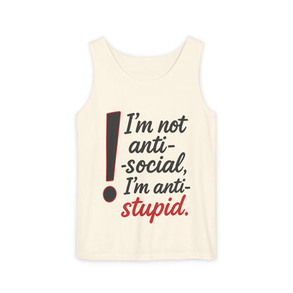 Anti-Social Womens Tank Top, Funny Graphic Summer Apparel, Beachwear, Humorous Womens Tee, Graphic Tee for Introverts & Thinkers