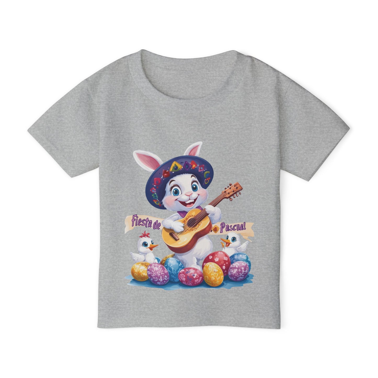 Fiesta de Pascual Toddler T-Shirt, Easter Bunny Shirt, Spring Holiday Kids Top, Adorable Gift for Toddlers, Mexican Bunny Shirt with Guitar
