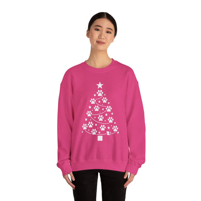 Paw Christmas Tree Women's Sweatshirt, Pet Lover Holiday Sweater