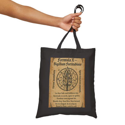 Sigil of Strength Tote Bag, Courage & Flame Symbol, Mystic Sword Ward, Witchy Canvas Bag, Fire Spell Art, Witchy Decor, Mystical Sigil Tote