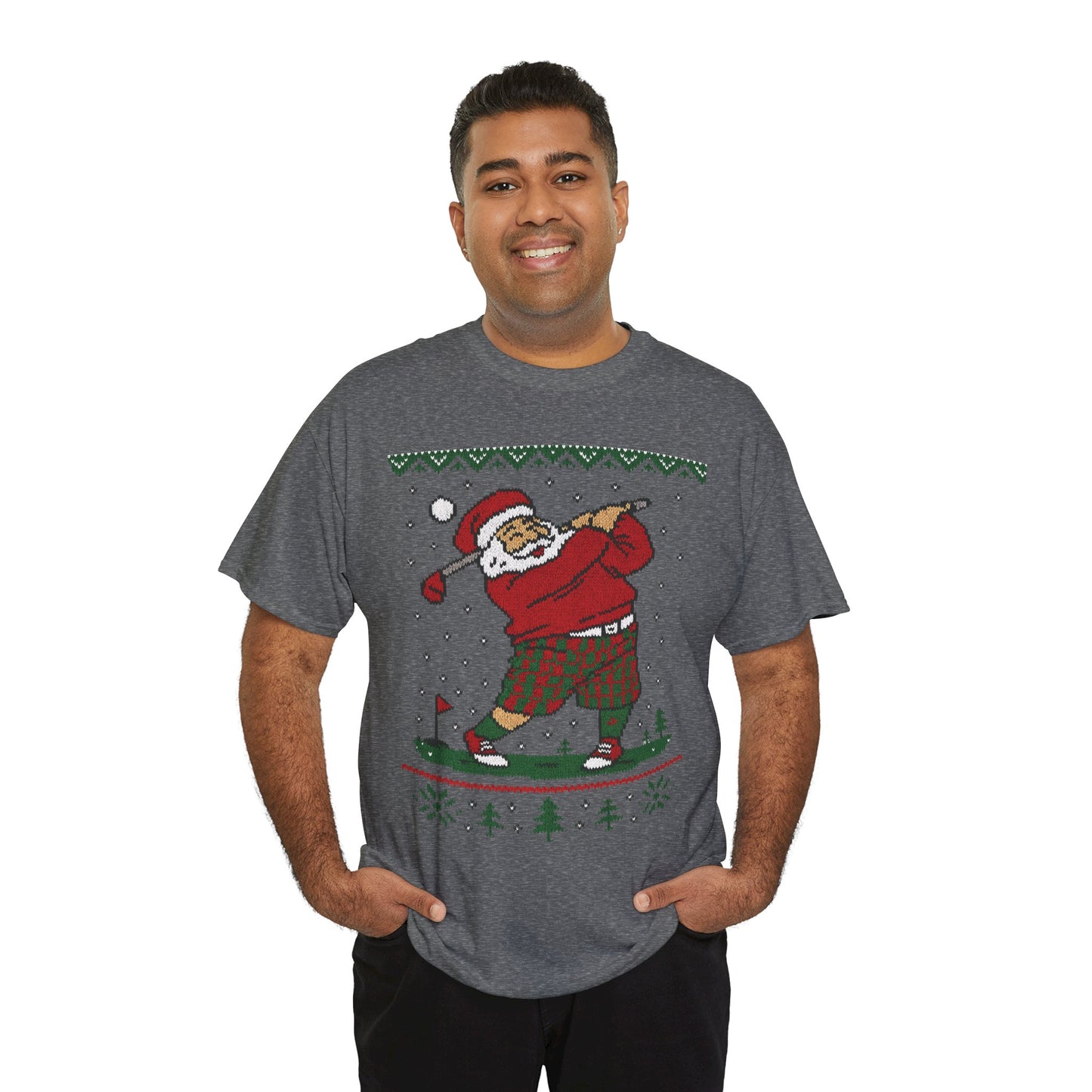 Funny Golfing Santa Christmas T-Shirt, Ugly Christmas Golf Shirt for Men, Holiday Golf Player Tee