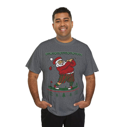 Funny Golfing Santa Christmas T-Shirt, Ugly Christmas Golf Shirt for Men, Holiday Golf Player Tee