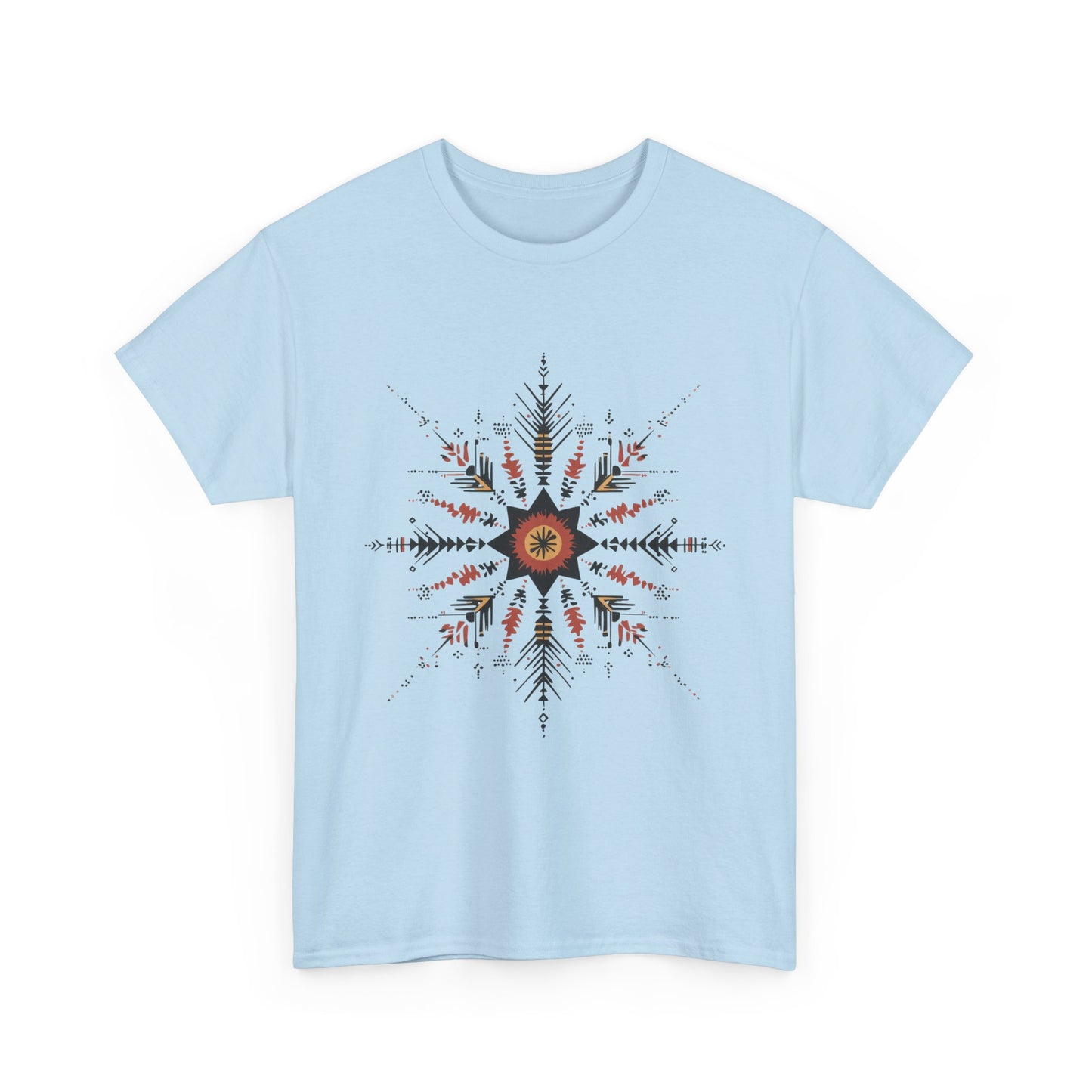 Boho Tribal Mandala Star Women's Cotton Tee, Ethnic Geometric Graphic T-Shirt, Festival Bohemian Style Gift, Bohemian Graphic Tee