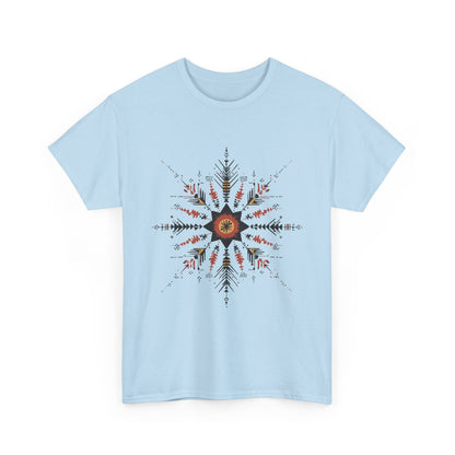 Boho Tribal Mandala Star Women's Cotton Tee, Ethnic Geometric Graphic T-Shirt, Festival Bohemian Style Gift, Bohemian Graphic Tee