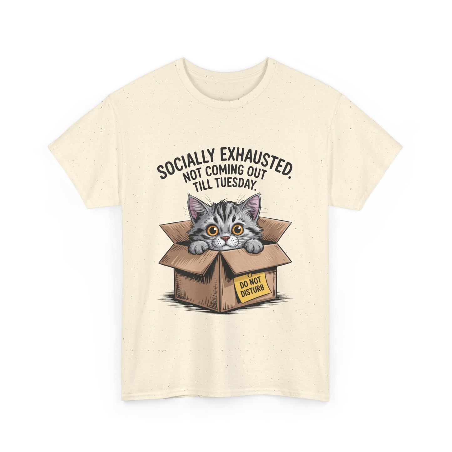 Socially Exhausted Cat Women's Tee, Funny Cat Shirt, Women's Graphic Tee, Gift for Introverts, Cute Animal T-Shirt, Weekend Wear