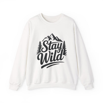 Stay Wild Unisex Crewneck Sweatshirt, Cozy Casual Wear for Adventurers, for Nature Lovers, Mountain Nature Unisex Crewneck Sweatshirt