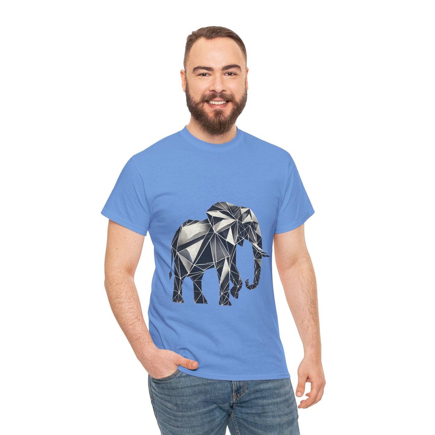 Geometric Elephant Tee - Minimalist Art Shirt, Nature Lover Gift, Animal Print T-Shirt, Unisex Cotton Tee, Eco-Friendly Wear