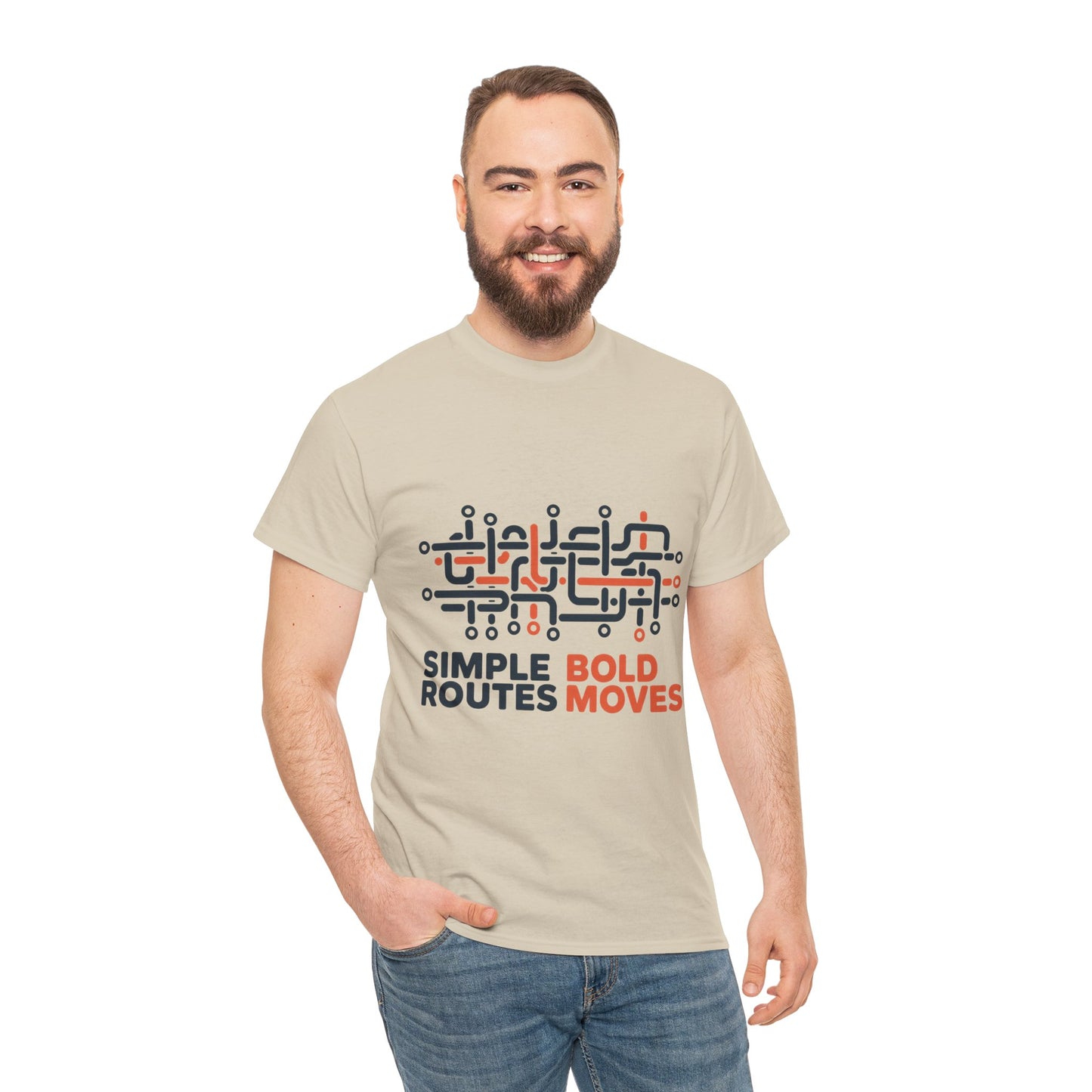 Simple Routes Bold Moves Mens T-Shirt, Minimal Urban Metro Map Graphic Tee