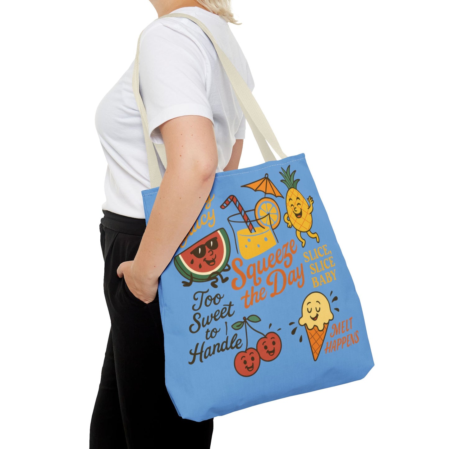 Juicy Summer Tote Bag, Fun Beach Carryall, Perfect for Grocery Shopping, Reusable Market Tote, Cute Gift for Fruit Lovers, Large Tote Bag