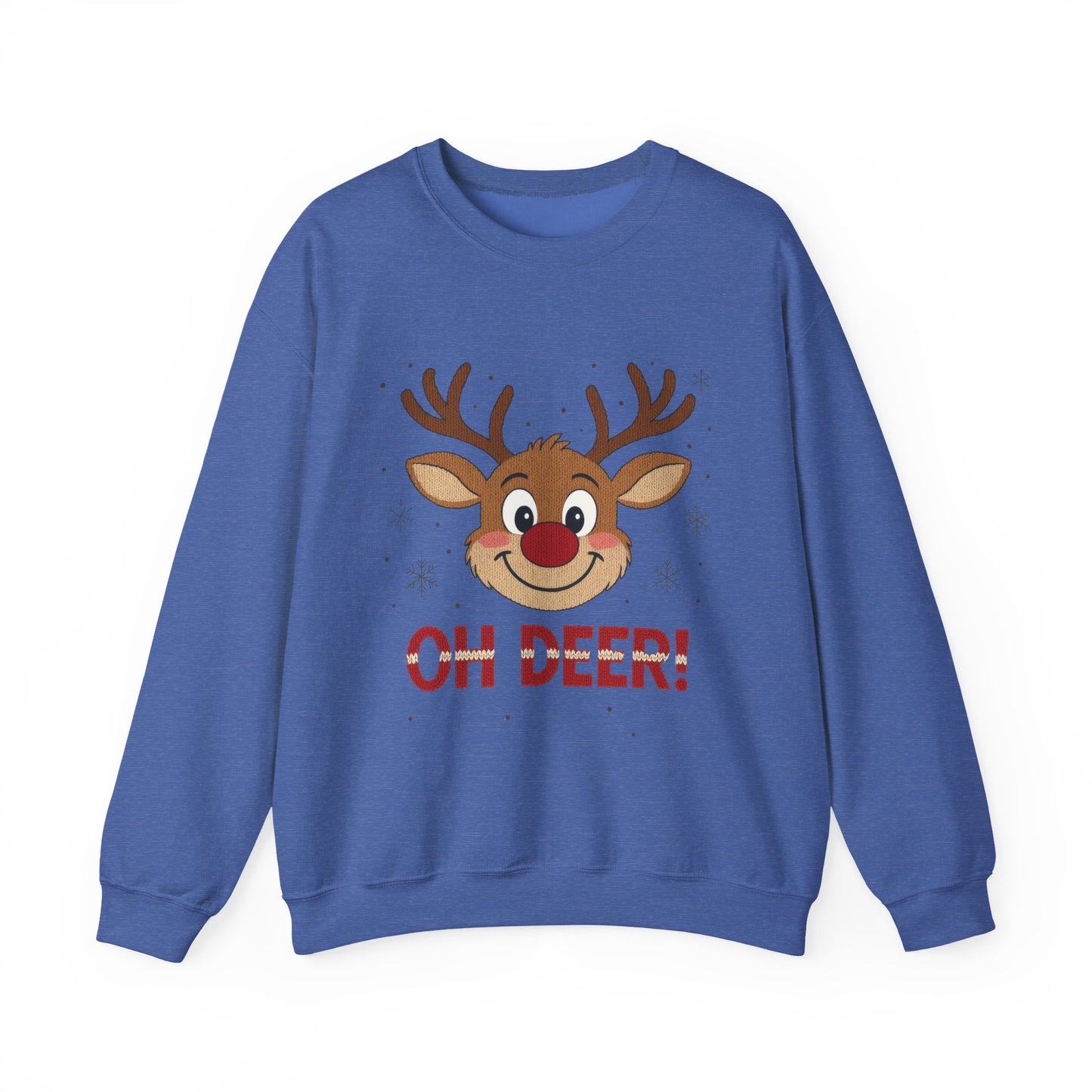Womens Oh Deer Christmas Sweatshirt, Cute Reindeer Holiday Pullover, Women's Crewneck Sweatshirt