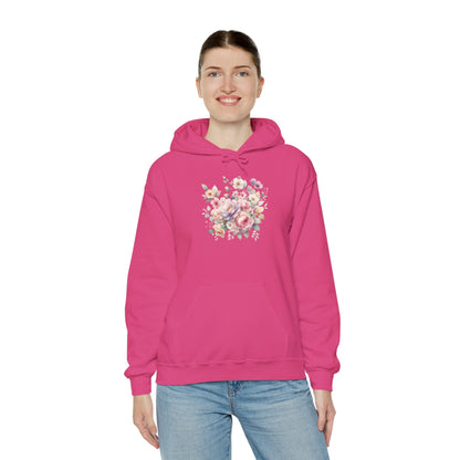 Floral Comfort Hoodie, Cozy Sweatshirt for Women, Spring Fashion, Gift for Her, Casual Everyday Wear, Soft Pastel Flower Print Sweatshirt