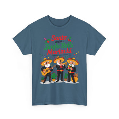 Santa and the Jingle Bells Mariachi, Funny Mexican Christmas T-Shirt, Latin Fiesta Holiday Tee, Navidad Humor Shirt