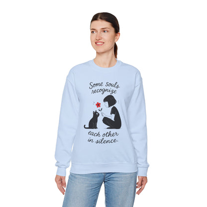 Soulful Cat and Human Crewneck Sweatshirt, Cozy Gift for Cat Lovers, Womens Sweatshirt, Animal Lover Apparel, Thoughtful Gift Idea