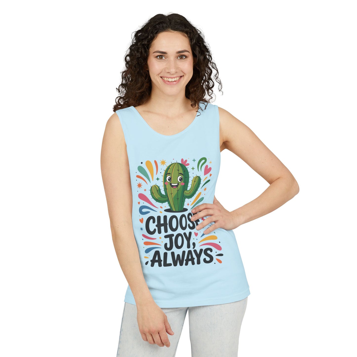 Joyful Cactus Womens Tank Top, Choose Joy Always, Summer Tank, Casual Wear, Gift for Friends, Trendy Top, Vacation Outfit