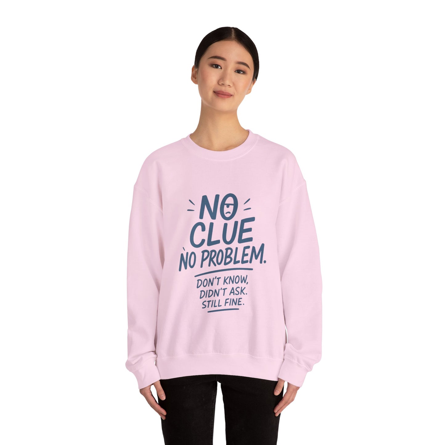 Funny No Clue Womens Crewneck Sweatshirt, No Problem Quote, Dont Know Diddt Ask Graphic Sweatshirt, Gift for Her,  Cozy Relaxed Fit Pullover