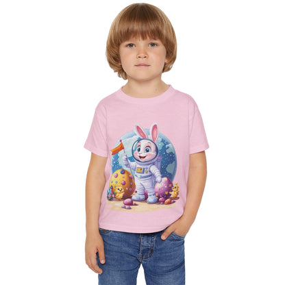 Kids Easter Astronaut Bunny T-Shirt, Space Bunny with Eggs, Galaxy Adventure Tee, Cute Bunny Gift for Boys and Girls, Easter Gift Toddler