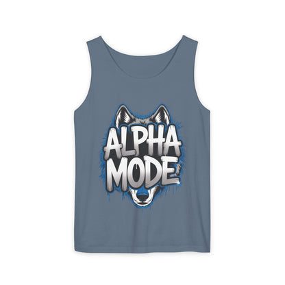 Mens Garment-Dyed Tank Top, Alpha Mode Wolf Graphic Mens Tank Top Gym Wear
