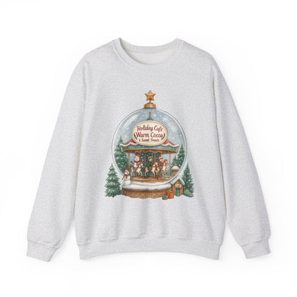 Holiday Café Christmas Sweatshirt, Warm Cocoa Snow Globe Pullover