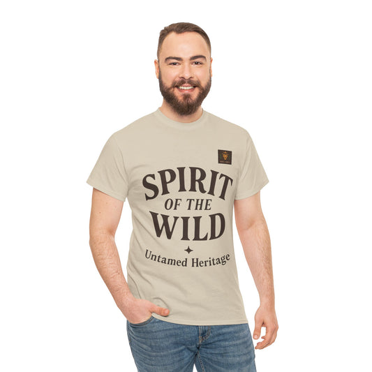 Spirit of the Wild Mens Heavy Cotton Tee, Nature Lover Gift, Outdoor Adventure Shirt, Unisex Tee, Casual Wear, Unique Graphic Apparel