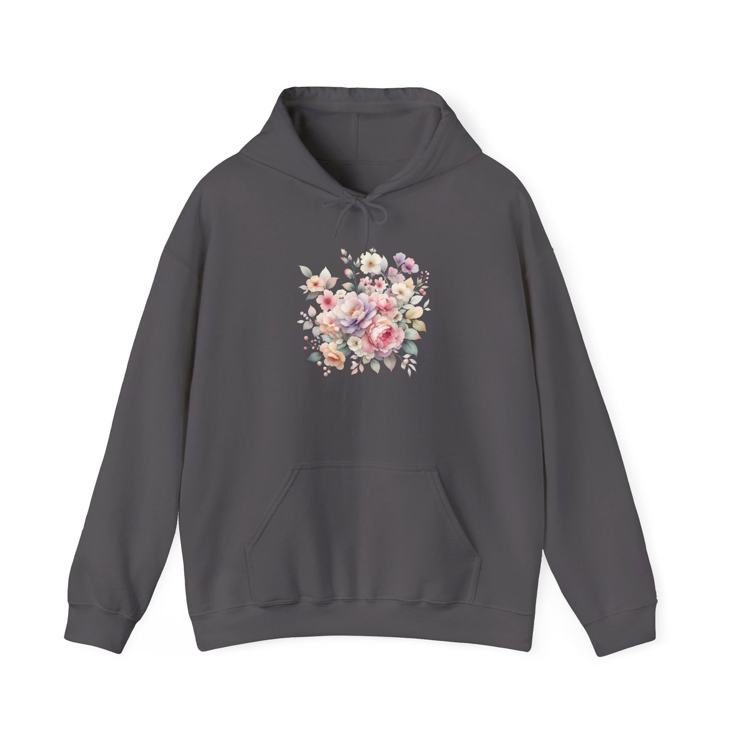Floral Comfort Hoodie, Cozy Sweatshirt for Women, Spring Fashion, Gift for Her, Casual Everyday Wear, Soft Pastel Flower Print Sweatshirt