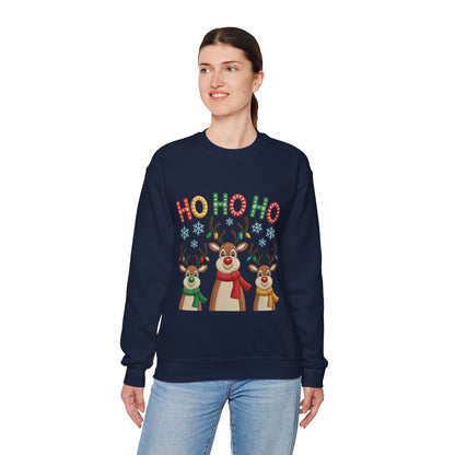 Ho Ho Ho Reindeer Christmas Sweatshirt, Cute Holiday Pullover for Women