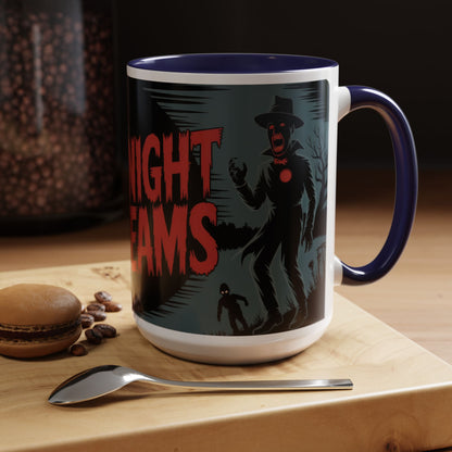 Midnight Screams Mug, Retro Horror Movie Poster Coffee Cup, Gothic Halloween Gift for Horror Lovers, Accent Coffee Mug (11, 15oz)