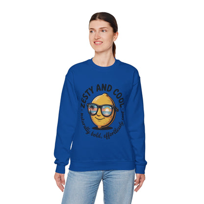 Zesty and Cool Crewneck Sweatshirt, Womens Lemon Sweatshirt for Casual Wear, Trendy Gift, Summer Vibes, Comfortable Apparel