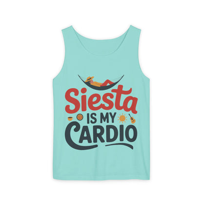 Mens Garment-Dyed Tank Top, Siesta Is My Cardio Funny Mens Tank Top Spain Humor