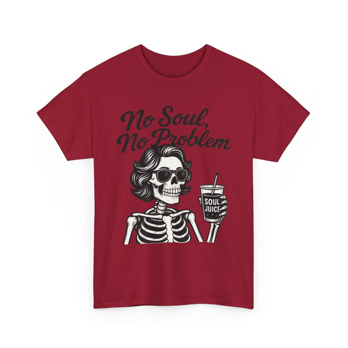 No Soul No Problem Skeleton T-Shirt for Women, Funny Gothic Skull Tee, Dark Humor Halloween Shirt, Spooky Retro Skeleton Top