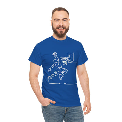 Basketball Slam Dunk Line Art Shirt, Unisex Heavy Cotton Tee, Sportswear, Gift for Athletes, Streetwear, Basketball Player T-Shirt