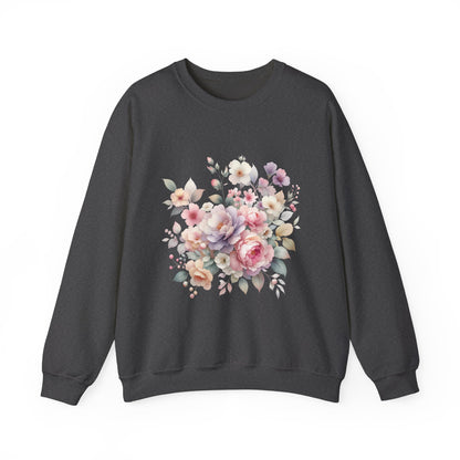 Floral Crewneck Sweatshirt, Cozy Floral Sweatshirt for Spring, Gift for Her, Women's Floral Top, Pastel Floral Sweatshirt