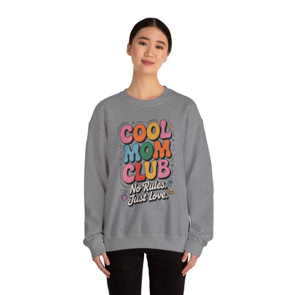 Cool Mom Club Sweatshirt, Gift for Moms, Mother's Day, No Rules Just Love, Retro Colorful Unisex Heavy Blend Crewneck