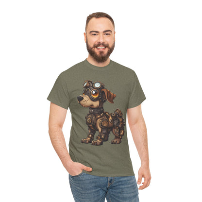Cyberpunk Pup Design Mens Tee, Steampunk Dog Tee, Dog Lover Gift, Vintage Style, Fun Graphic Tee, Quirky Pet Apparel