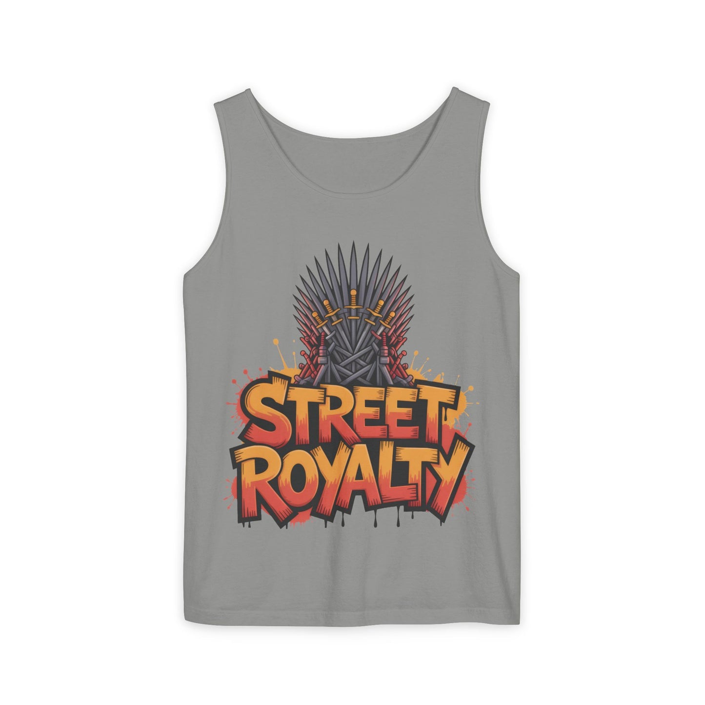 Street Royalty Men's Tank Top, Graffiti Crown Graphic Muscle Shirt, Urban Streetwear Sleeveless Skate Style