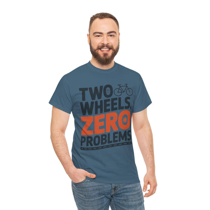 Two Wheels Zero Problems Mens Graphic Biker T-Shirt, Bike Humor Tee, Biker Gift