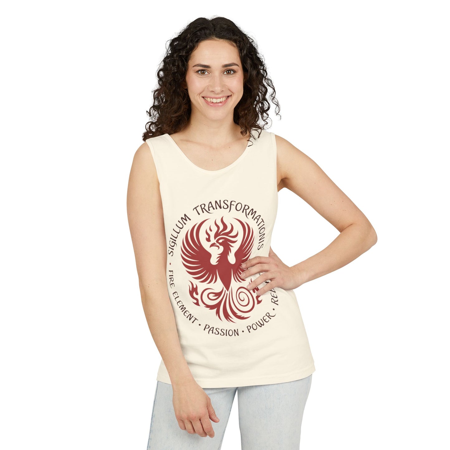 Phoenix Fire Element Tank Top, Sigillum Transformationis Seal, Passion Power Rebirth Totem, Phoenix Symbol Unisex Tank, Spiritual Tee