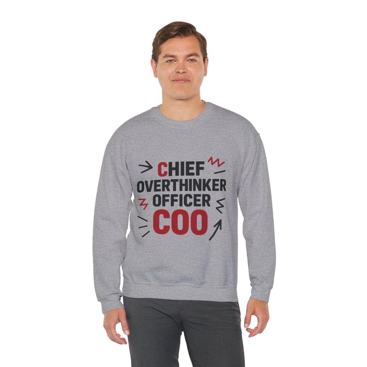 Chief Overthinker Officer Men's Sweatshirt, COO Funny Office Humor Graphic Pullover, Men's Heavy Blend™ Crewneck Sweatshirt