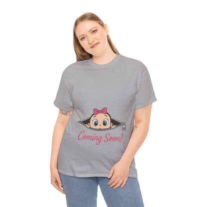 Coming Soon Maternity T-Shirt, Cute Baby Girl Pregnancy Announcement Shirt, Expecting Mom Gift, Gender Reveal Tee, Baby Shower Gift