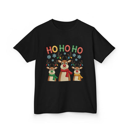 Ho Ho Ho Reindeer T-Shirt for Girl, Cute Christmas Kids Holiday Tee