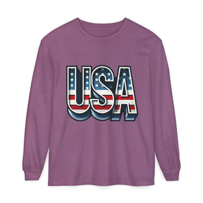 Patriotic Long Sleeve  Unisex  T-Shirt, USA Design, Unisex Tee for Independence Day, Memorial Day, Family Celebrations, Casual Wear