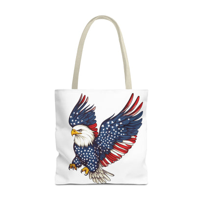 Patriotic Eagle Tote Bag, AOP, Perfect for July 4th, Festivals, Eco-Friendly Shopping, Gift for Nature Lovers, large canvas bag, beach bag