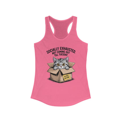 Socially Exhausted Cat Tank Top - Funny Women's Racerback Tee, Gift for Cat Lovers, Relaxed Fit Top for Casual Wear, Perfect for [...]