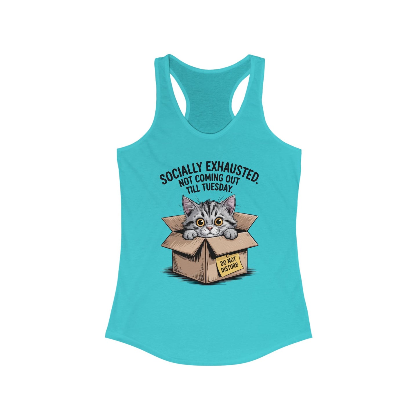 Socially Exhausted Cat Tank Top - Funny Women's Racerback Tee, Gift for Cat Lovers, Relaxed Fit Top for Casual Wear, Perfect for [...]