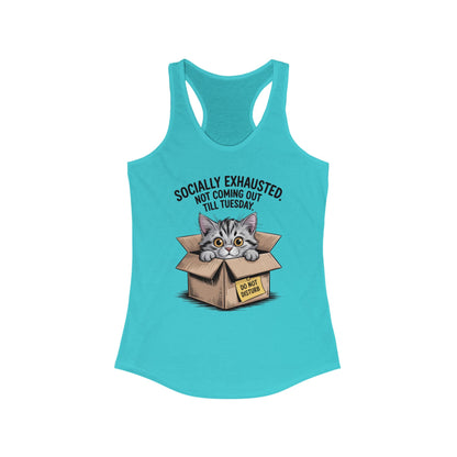 Socially Exhausted Cat Tank Top - Funny Women's Racerback Tee, Gift for Cat Lovers, Relaxed Fit Top for Casual Wear, Perfect for [...]