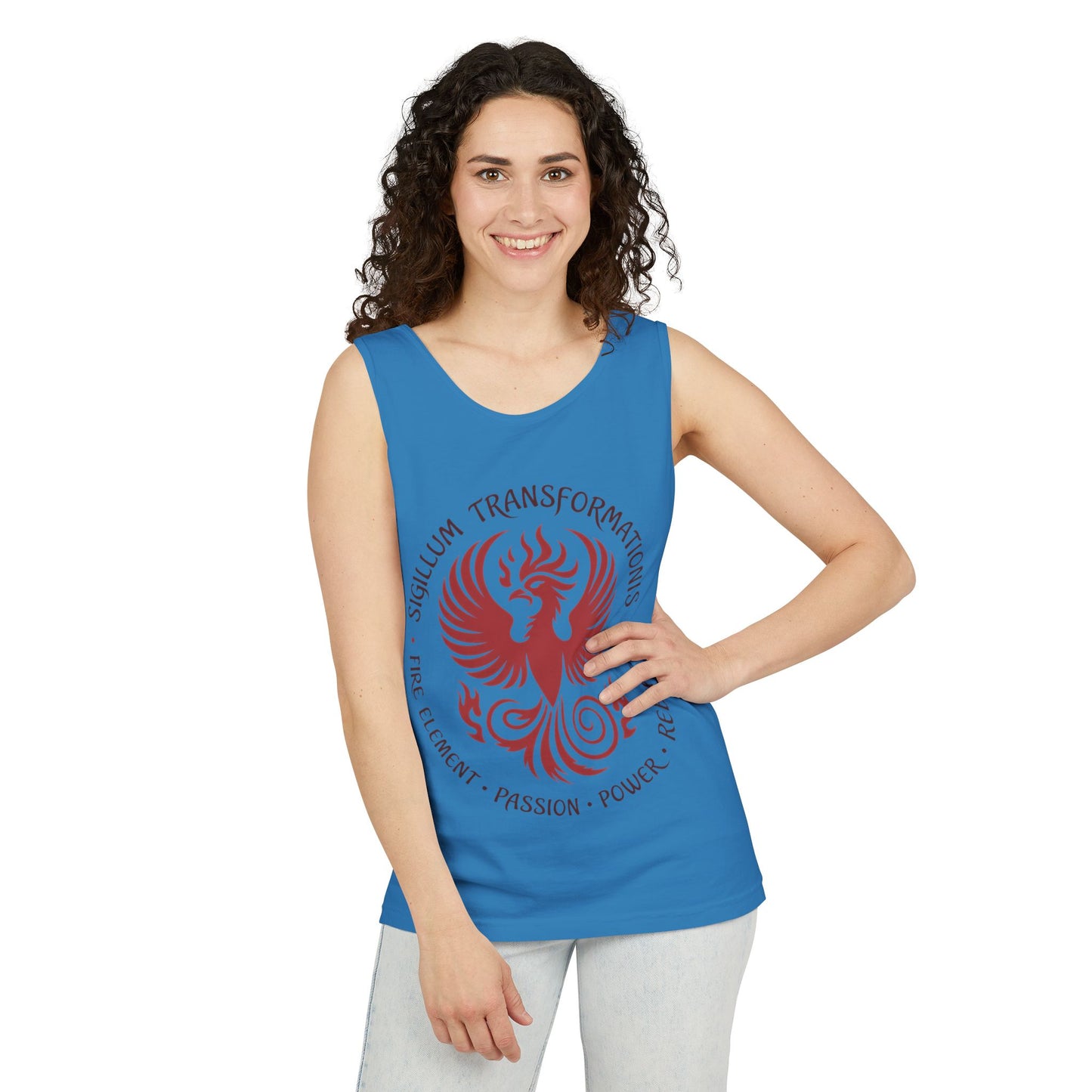 Phoenix Fire Element Tank Top, Sigillum Transformationis Seal, Passion Power Rebirth Totem, Phoenix Symbol Unisex Tank, Spiritual Tee